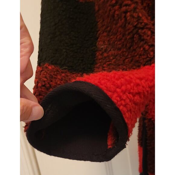 Old Navy Red & Black Plaid Coat By Old Navy Size XS Zip & Snap - Picture 5 of 16